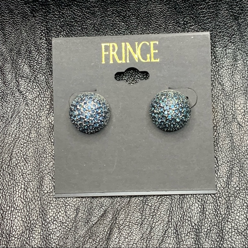 FRINGE Earrings with Blue Rhinestones